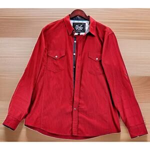 Drill Clothing Company Swords Logo Long Sleeve Button Up Shirt Mens Size XL Red